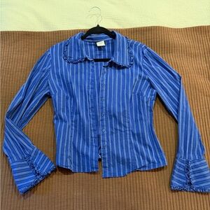 HeartSoul Blue and White Striped Button Down Shirt